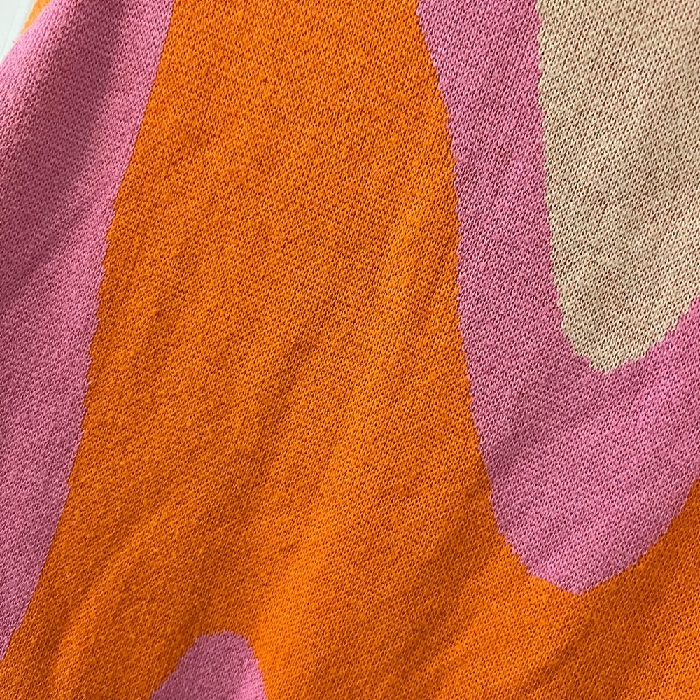 wild fable Sleeveless Wave-Print Midi Dress in Orange, Pink & Cream - Picture 3 of 4